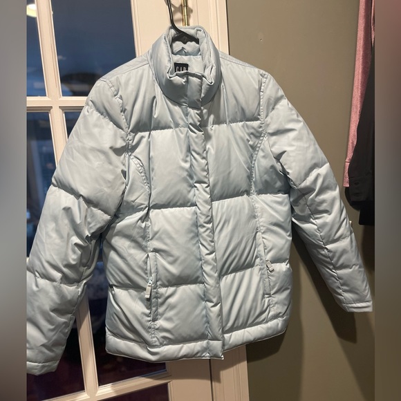 Women’s GAP down filled powder blue color puffer jacket. - Picture 1 of 11
